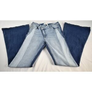 Vervet by Flying Monkey Tri Color Cross Button Flare Jeans 28 T5740A